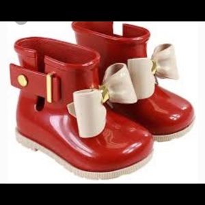 Mini Melissa RED Sugar Rain Bow Boot  sz 5